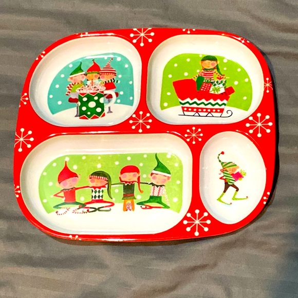 WINTER ELF TODDLER PLATE~DIVIDED INTO FOUR SECTIONS~9.5 INCHES - Picture 1 of 3